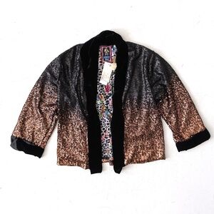 JOHNNY WAS ombre Black and Gold Sequin Jacket, small - Holiday ready!